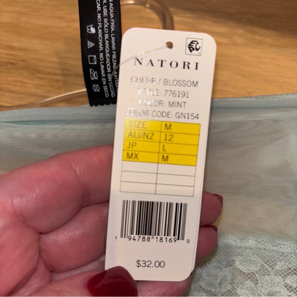 Natori cherry blossom mesh floral panty mint color - Picture 3 of 7